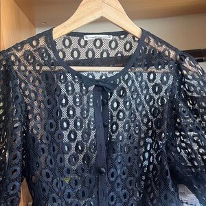 Nanette Lepore Navy Lace Blouse
